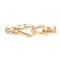 Brass Fold Over Clasps, Cadmium Free & Nickel Free & Lead Free, with Glass, Long-lasting Plated, Real 18K Gold Plated, 47mm, Hole: 2mm