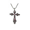 Cross Zinc Alloy Pendant Necklace, with Rhinestone, Rose, 27.56 inch(70cm)
