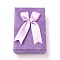 Cardboard Jewelry Boxes, with Ribbon Bowknot and Sponge, For Rings, Earrings, Necklaces, Rectangle, Medium Purple, 9.3x6.3x3.05cm