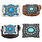 2Pcs 2 Style Zinc Alloy Belt Buckles, with Resin Imitation Synthetic Turquoise, Rectangle, Mixed Color, 77.5x92x22mm, Hole: 40.5x17mm, 1pc/style