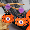 Funny Heart with Pumpkin Acrylic Fashion Stud Earrings, Halloween Style Personality Earrings, Purple, Eye, 53x38mm