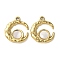 Moon Charms, 304 Stainless Steel Natural Paua Shell/White Shell Pendants, Real 18K Gold Plated, 19x16.5x2mm, Hole: 1.5mm