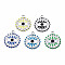 304 Stainless Steel Pendants, with Enamel, Flat Round with Eye, Stainless Steel Color, Mixed Color, 21.5x18x2.5mm, Hole: 2mm