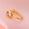 Brass Micro Pave Clear Cubic Zirconia Clip on Nose Rings, Golden, Flat Round, 12mm, Pin: 0.6mm