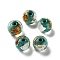 Handmade Lampwork Beads, with Gold & Silver Foil, Oval, Light Sea Green, 11.5~12x11~11.5mm, Hole: 1.8~2mm