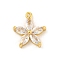 Rack Plating Brass Clear Cubic Zirconia Pendants, Long-Lasting Plated, Cadmium Free & Lead Free, Flower, Real 18K Gold Plated, 15x13.5x3.5mm, Hole: 1mm