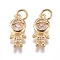 Brass Micro Pave Cubic Zirconia Pendants, with Jump Ring, Long-Lasting Plated, Boy, Clear, Golden, 11.5x5.5x4mm, Hole: 3mm