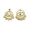 Brass Clear Cubic Zirconia Pendants, Cadmium Free & Lead Free, with ABS Plastic Imitation Pearl, Flat Round with Eye & Heart Charms, Real 18K Gold Plated, 26.5x25x6.5mm, Hole: 3.5x4.5mm