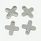Tarnish Resistant 304 Stainless Steel Tiny Cross Charms, Greek Cross, Stainless Steel Color, 12x10x1mm, Hole: 0.5mm