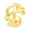 Rack Plating Brass Criss Cross Open Cuff Rings, Long-Lasting Plated, Lead Free & Cadmium Free, Real 18K Gold Plated, Inner Diameter: 17mm