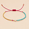 Adjustable Glass Seed Beads Braided Bead Bracelets for Women, with Imitation Pearl, Two Tone, Turquoise