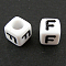 Letter Acrylic European Beads, Horizontal Hole, Cube, Letter.F, 10x10x10mm, Hole: 3.5~4mm, about 598pcs/500g