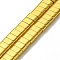 Electroplated Synthetic Non-Magnetic Hematite Beads Strands, Rectangle, 2-Hole, Golden Plated, 3x6x3mm, Hole: 1.4mm, about 127pcs/strand, 15.47''(39.3cm)