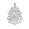 Eco-friendly Brass Micro Pave Clear Cubic Zirconia Big Pendants, Cadmium Free & Lead Free, Long-Lasting Plated, Teardrop, Platinum, 58x38.5x4mm, Hole: 3.9mm