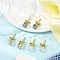 3 Pairs 3 Colors Alloy & Glass Dangle Earrings, with 304 Stainless Steel Earring Hooks for Women, Bowknot & Cube, Mixed Color, 39.5x13.5mm, 1 pair/color