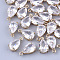Transparent Glass Charms, with Brass Findings, Faceted, Teardrop, Light Gold, Clear, 15x8x6mm, Hole: 1.2mm