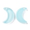 Transparent Baking Paint Glass Beads, Moon, Top Drilled, Aqua, 15.5x13x3.5mm, Hole: 1.2mm