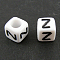 Letter Acrylic European Beads, Horizontal Hole, Cube, Letter.Z, 10x10x10mm, Hole: 3.5~4mm, about 59pcs/50g