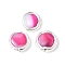 Electroplated Natural Banded Agate/Striped Agate Beads, Dyed & Heated, Flat Round, Fuchsia, Silver Plated, 16~17x4.5~7mm, Hole: 0.7mm