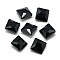 Pointed Back Glass Rhinestone Cabochons, Back Plated, Faceted, Square, Black, 8x8x3.5mm