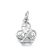 Brass Micro Pave Cubic Zirconia Pendants, Plum Blossom, With Jump Ring, Long-Lasting Plated, Lead Free & Cadmium Free, Rack Plating, Platinum, 12x9.5x2mm, Hole: 3mm