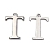Tarnish Resistant 304 Stainless Steel Alphabet Charms, Stainless Steel Color, Letter.T, 12x8.5x1mm, Hole: 1mm