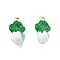 Brass Enamel Pendants, Cadmium Free & Nickel Free & Lead Free, Real 18K Gold Plated, Cabbage Charms, White, 15.6x8.5x6.5mm, Hole: 1.6mm