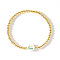 Christmas Brass Beaded Stretch Bracelets, Golden, Candy Cane, 6-7/8 inch(17.5cm)