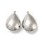 Non-Tarnish 304 Stainless Steel Pendants, Teardrop Charms, Stainless Steel Color, 23x15x9mm, Hole: 1.2mm