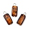 Handmade Gold Sand Lampwork Pendants, Rectangle, with Iron Loops, Platinum, 25.5x10~11x6.5~7.5mm, Hole: 3.5~4.5mm