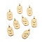 Brass Pendants, Long-Lasting Plated, Oval with Constellation, Real 18K Gold Plated, Taurus, 24x12.5x2mm, Hole: 3.5x1.5mm