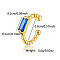 Rectangle Cubic Zirconia Cuff Earrings, Golden 925 Sterling Silver Non Piercing Earrings, Blue, Surface: 5x2mm