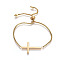 Adjustable 304 Stainless Steel Slider Bracelets, Bolo Bracelets, with Box Chains, Cross, Golden, 10-3/8 inch(26.5cm)