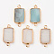 Natural Amazonite Links, with Light Gold Plated Edge Brass Loops, Rectangle, 28.5x15x3.5mm, Hole: 2mm
