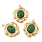 Synthetic Malachite Pendants, 304 Stainless Steel Oval Charms, Real 18K Gold Plated, PVD Vacuum Plating, 24x19x7.5mm, Hole: 2mm