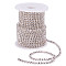Brass Rhinestone Strass Chains, with Spool, Rhinestone Cup Chains, Silver Color Plated, Crystal, 4mm, about 10yards/roll