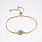 Adjustable Brass Micro Pave Cubic Zirconia Bolo Bracelets, Slider Bracelets, with Brass Box Chains, Eye, Golden, 10-1/4 inch(260mm)