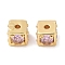 Brass Cubic Zirconia Beads, Cadmium Free & Nickel Free & Lead Free, Square, Real 18K Gold Plated, Violet, 4.5x5.5x5.5mm, Hole: 1.2mm