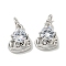 Brass Micro Pave Cubic Zirconia Pendants, Cadmium Free & Nickel Free & Lead Free, with Jump Ring, Heart Charm with word Love, Platinum, 13x10x4mm, Hole: 3mm