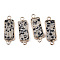 Natural Dalmatian Jasper Links Connectors, with Light Gold Tone Brass Findings, Rectangle, 27~30x10x2.5mm, Hole: 2.5mm
