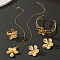 Flower Alloy Cuff Bangle & Stud Earrings & Pendant Necklaces & Rings Sets, Golden, 370mm & 60mm & 35x35mm & 18mm