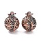 Hollow Brass Round with Rose Cage Pendants, For Chime Ball Pendant Necklaces Making, Cadmium Free & Nickel Free & Lead Free, Red Copper, 27x21mm, Hole: 6x6mm, inner diameter: 18mm