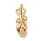 Brass Micro Pave Clear Cubic Zirconia Fold Over Clasps, Cadmium Free & Nickel Free & Lead Free, Leaf, Real 18K Gold Plated, 30mm