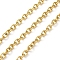 304 Stainless Steel Rolo Chains, Unwelded, with Spool, Ion Plating(IP), Real 18K Gold Plated, 4x3x1mm, about 32.81 Feet(10m)/Roll