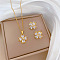 Brass Micro Pave Cubic Zirconia Pendant Necklace & Stud Earrings, Stainless Steel Chain Necklace, Golden, Clover, 400mm