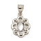 925 Sterling Silver Sew on Prong Settings, Claw Settings for Pointed Back Rhinestone, Open Back Settings, Flower, Real Platinum Plated, 12x9x4mm, Hole: 3mm, Tray: 2x4mm