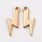 Long-Lasting Plated Brass Pendants, Real 18K Gold Plated, Nickel Free, Lightning Bolt Charms, 11x4x0.6mm, Hole: 0.8mm