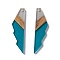 Transparent Resin & Walnut Wood Big Pendants, Jagged Shape Charms, Teal, 53x14x3mm, Hole: 2mm