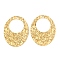 Ion Plating(IP) 304 Stainless Steel Pendants, Textured Oval Charm, Real 18K Gold Plated, 44x34x2.1mm, Hole: 1.8mm