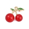 Alloy Pendants, Cherry Pendants, with Resin, Golden, 22.5x25.5x12mm, Hole: 2mm